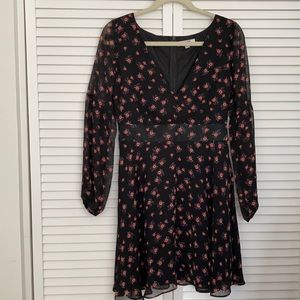 BB Dakota floral mini/midi black dress